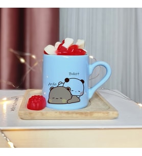 Wee Bears Tasarımlı Kişiye Özel Mavi Türk Kahvesi Fincan