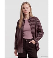 LCW Vision Pembe Çizgili Oversize Kadın Gömlek