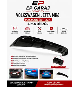 Volkswagen Jetta MK6 Makyajsız Arka Difüzör 2011-2014 BOYASIZ MAT SİYAH