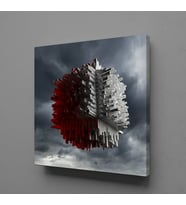 KIRMIZI BEYAZ KANVAS TABLO 140x140cm
