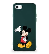 Apple iPhone 8 Soft Premier Kapak Mickey Mouse-C Tasarımlı Silikon Kılıf - Yeşil (Şeffaf)