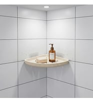 Yapıştırmalı Banyo Köşeliği, Banyo Rafı, Bej, Drenaj Delikli, Delme Gerektirmez