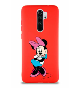 Xiaomi Redmi Note 8 Pro Soft Premier Kapak Minnie Mouse-D Tasarımlı Silikon Kılıf - Kırmızı (Şeffaf)