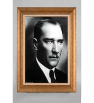 EV İŞYERİ OFİS İÇİN ALTIN ÇERÇEVELİ PASPARTULU ATATÜRK TABLO S290