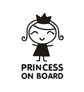 Princess On Board Araba Sticker siyah 10x17 CM (Siyah)