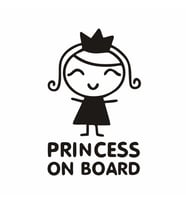 Princess On Board Araba Sticker siyah 10x17 CM (Siyah)