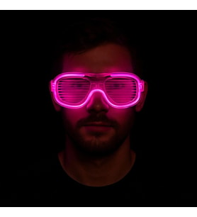 pilelistore Pembe Led Işıklı Parti Gözlüğü - Neon Glow Şerit Gözlük 3 Modlu