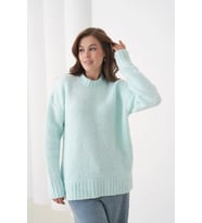 Kadın Bisiklet Bürümcük Yaka Yumuşak Dokulu Oversize Triko Kazak (Mint)