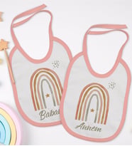 BK Kids Annem ve Babam Tasarımlı 2’li Pembe Mama Önlüğü-1