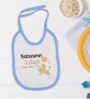 BK Kids Kişiye Özel Mavi Bebek Mama Önlüğü - Model 12