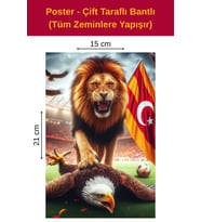 Aslan Kartalı Eziyor Poster, Çift Taraflı Bantlı, Tüm Zeminlere Yapışır, (15 x 21 cm).