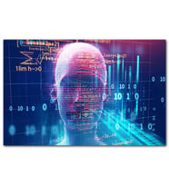 Cakatablo Robotik Kadın Yüzü Silüet ve Dijital Semboller