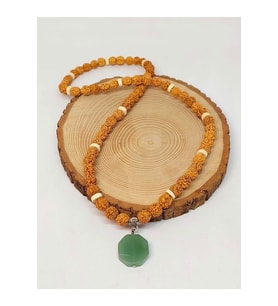 Aventurin Taşlı Rudraksha Tohum Kolye Dolama Bileklik 8mm (49734)