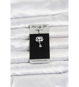 Mey İthalat® 316L Cerrahi Çelik Zirkon Taşlı Kanatlı Model Göbek Piercing