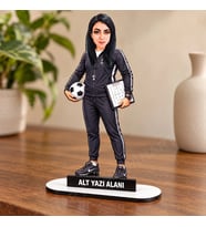 Kişiye Özel Futbol Antrenörü Karikatürlü 18 cm MDF Masaüstü Biblo - Antrenör Hediyesi Spor Hocasına ve Teknik Direktöre Hediye