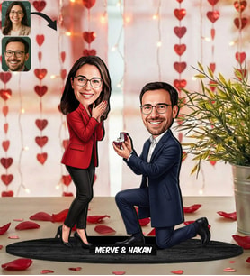 BK Gift Kişiye Özel Sevgili Karikatürlü Ahşap Biblo -1, Fotoğraftan Karikatür, Sevgililer Günü Hediyesi, Ev Hediyesi