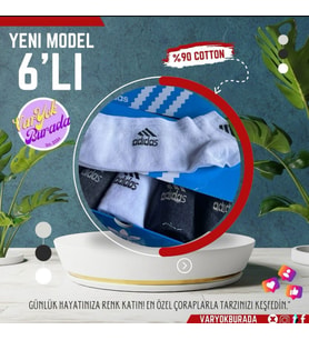 6'lı Çorap Adidas (Beyaz)