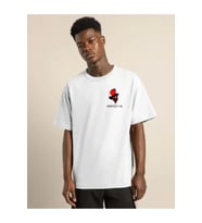 Unisex Bisiklet Yaka Baskılı Oversize T-Shirt - Beyaz