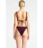 Kadın Bikini Takımı Üçgen Kesim Kapsız Üst Yüksek Bel Bağlamalı Yan Slip Alt Örme Kumaş Düz Regular