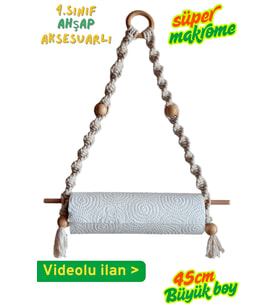 Ahşap Boncuklu Makrome Banyo Havluluk