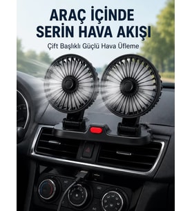Northcity Çift Başlıklı Sessiz Araç İçi Vantilatör - Karavan ve Ofis İçin USB Hava Pompası
