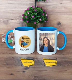 Öğretmenler Günü Hediyesi Kupa Bardak Mavi Fotoğraflı