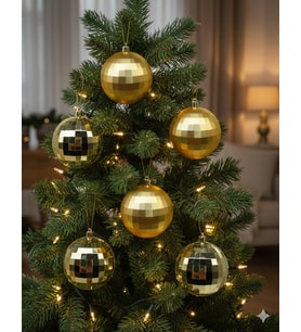 8 cm – Gold Mat Parlak Yılbaşı Top Süs Disko Topu 6 Adet Dekoratif Ağaç ve Parti Süsü