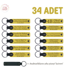 Sarı & Lacivert, Kitapçıdan Okurlarına Küçük Bir Hatıra, 34’lü Set, Kişisel Mesajlı Deri Anahtarlık