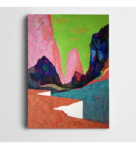 Pembe Lacivert Soyut Kanvas Tablo