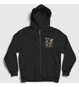 Presmono Unisex Siyah Moon V2 Pink Floyd Fermuarlı Kapüşonlu Sweatshirt 352650tt