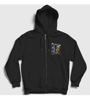 Presmono Unisex Siyah Moon V2 Pink Floyd Fermuarlı Kapüşonlu Sweatshirt 352650tt