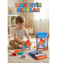 Manyetik Yapı Blokları 6 Parça - Eğitici 3 Boyutlu Zeka ve Akıl Oyunu - Mıknatıslı Tangram Puzzle