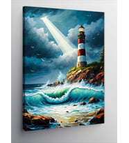 Kanvas Tablo Fırtınalı Deniz Feneri