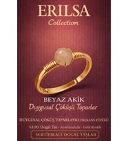 Sertifikalı Beyaz Akik Duygusal Çöküş Toparlayıcı Enerji Yüzüğü - Ayarlamalı Gold Yengeç Balık Burcu (Çok Renkli)