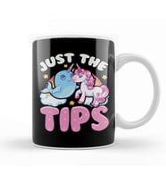 Funny Just The Tips Cute Narwhal Unicorn Pun Kupa Bardak Porselen