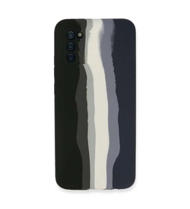 Samsung Galaxy A03s Kılıf Ebruli Lansman Silikon - Siyah-lacivert