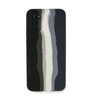 Samsung Galaxy A03s Kılıf Ebruli Lansman Silikon - Siyah-lacivert