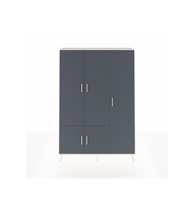 Arges Dolap 7 Raflı 5 Kapaklı Tek Askılı 132x30x195 Aytaşı-Antrasit/Çam