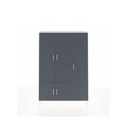 Arges Dolap 7 Raflı 5 Kapaklı Tek Askılı 132x30x195 Aytaşı-Antrasit/Çam