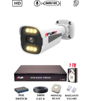 FURY 1 Kameralı Ip Güvenlik Kamerası Seti Sesli 4mp Gece Renkli Su Geçirmez 1506s 1TB