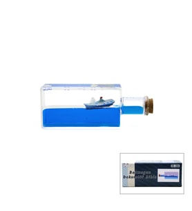 MAVİ SU GEMİ - ADA DİKDÖRTGEN MİKA ŞİŞE YÜZEN BATMAYAN DEKORATİF BİBLO AKVARYUM 4.2X6.4X17CM (5680)