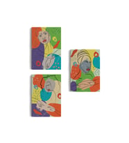 Pop Art Afrika Kadın Renkli Portre 3 lü Duvar Tablo Seti -AG-7