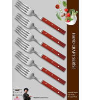 Hand Caft Serisi Mutfak Bıçak Çatal Paduk Sap 6'lı Steak Et Kahvaltı Yemek Çatalı (MFT-2547)