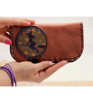 Cadı Figürlü Büyük Cüzdan Etnik Bohem Retro Vintage Style - TABA