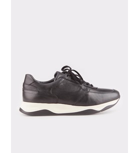 Hakiki Deri Siyah Kürklü Bağcıklı Erkek Sneaker Spor Ayakkabı