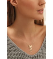 PRENSES PIRLANTA Altın Kolye /El Yapımı Tasarım Altın Kolye/14 Ayar Altın İsim kolye/Altın İsim Kolye (Natural)