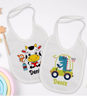 BK Kids Kişiye Özel İsimli 2’li Beyaz Mama Önlüğü-14
