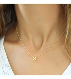 Gümüş Gold 3 Boyutlu S Harf Bayan Kolye
