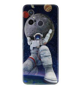 Xiaomi Redmi 12C Kılıf Silikon Desen Özel Seri Astronot ve Dünya 1759