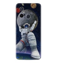 Xiaomi Redmi 12C Kılıf Silikon Desen Özel Seri Astronot ve Dünya 1759